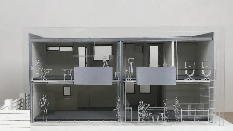 具有精細雷切建築元件的完成模型