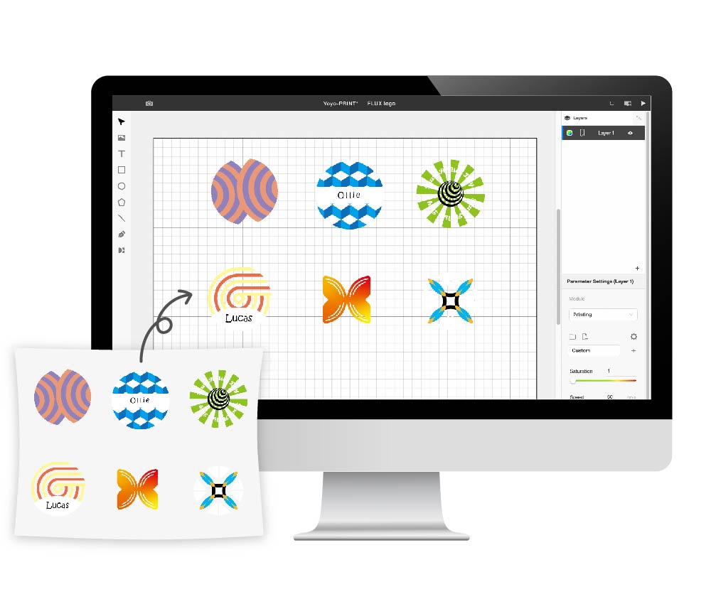 將設計拖放至 Beam Studio